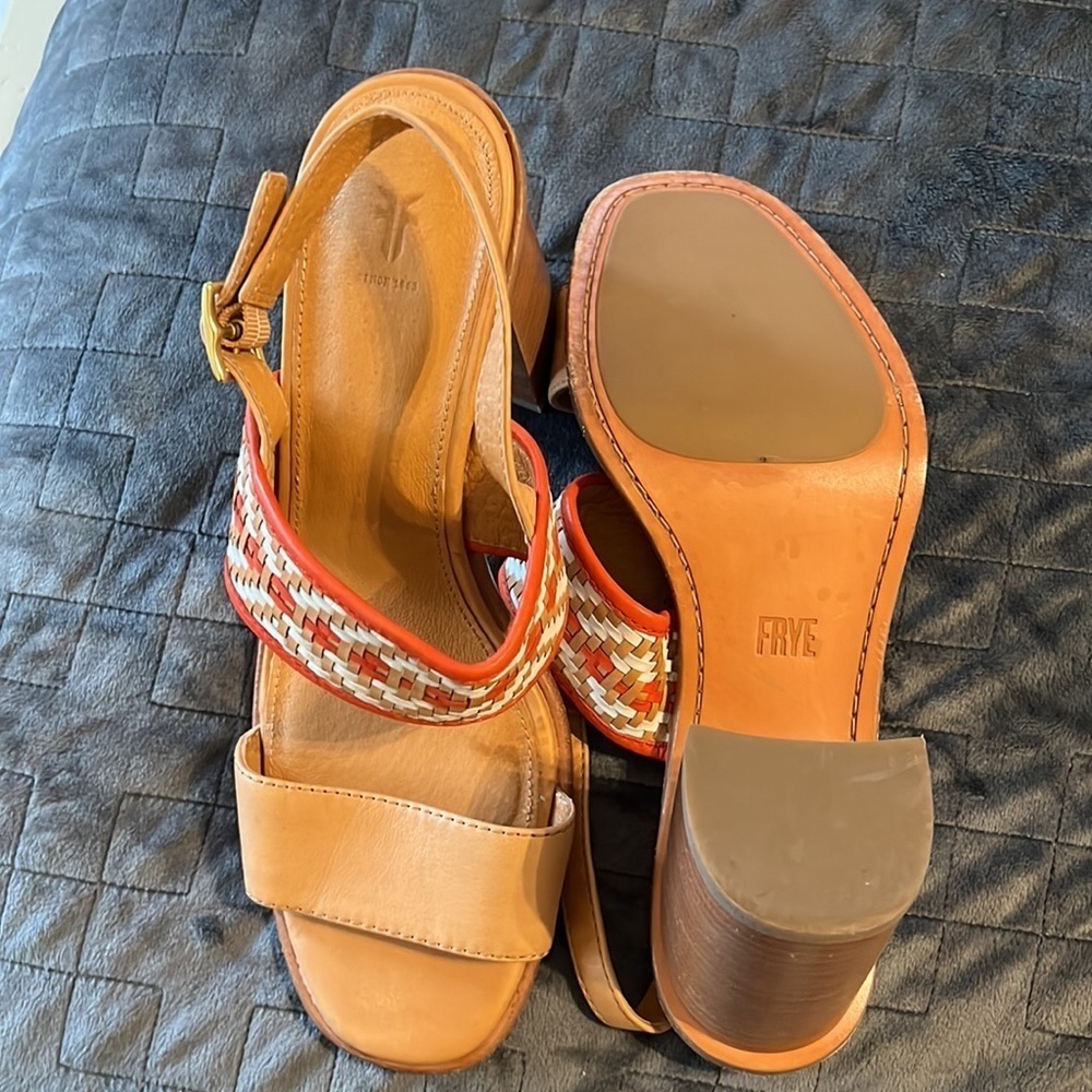 FRYE‎ Amy Block Heel SlingBack Strap Sandals - Picture 7 of 8